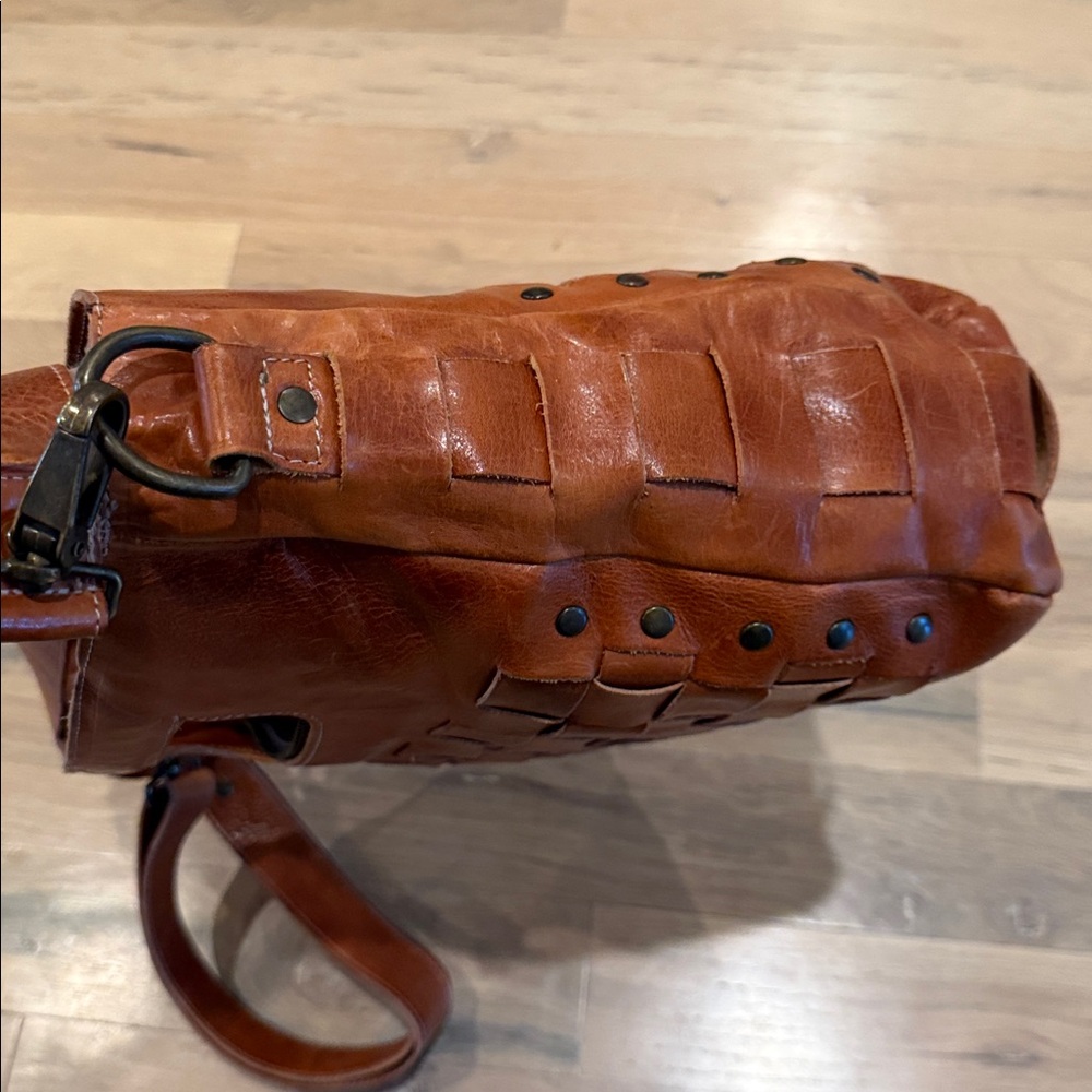 Bed Stu Orchid Studded Woven Leather Satchel Bag - Picture 8 of 14